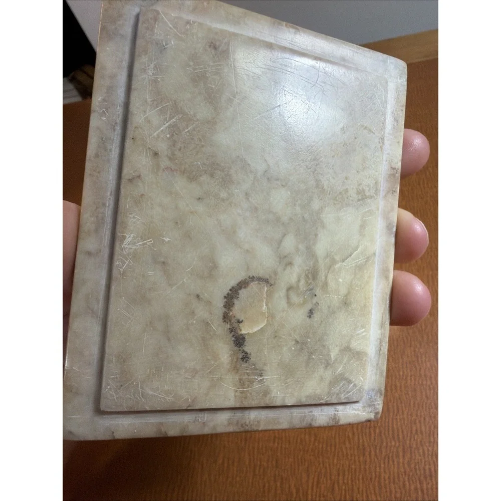 Floral Soapstone Jewelry Box Made In India No Damage Nice Colors